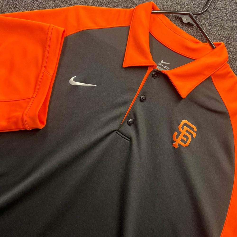 Nike San Francisco Giants MLB Dri-FIT Polo Shirt Mens XL Grey Orange 2579